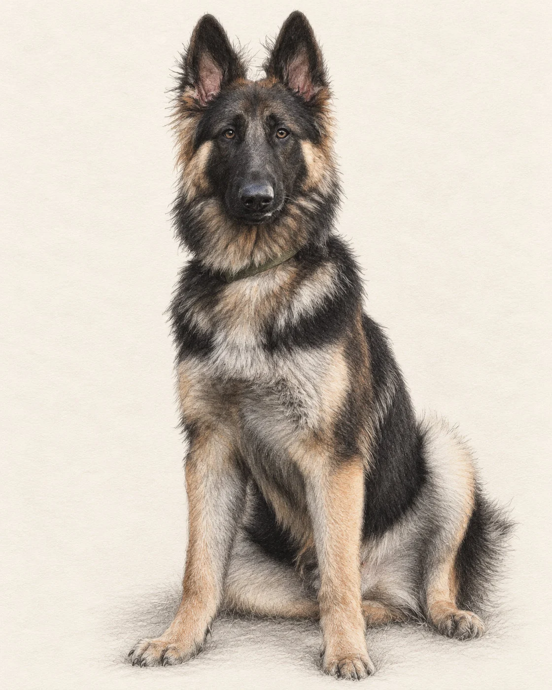 Pencil drawing of Gunny the German Shepherd